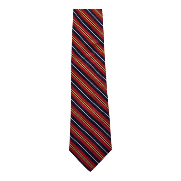 Ashford & Brooks Regimental Stripe Pattern Red 100% Silk Necktie - Picture 1 of 2